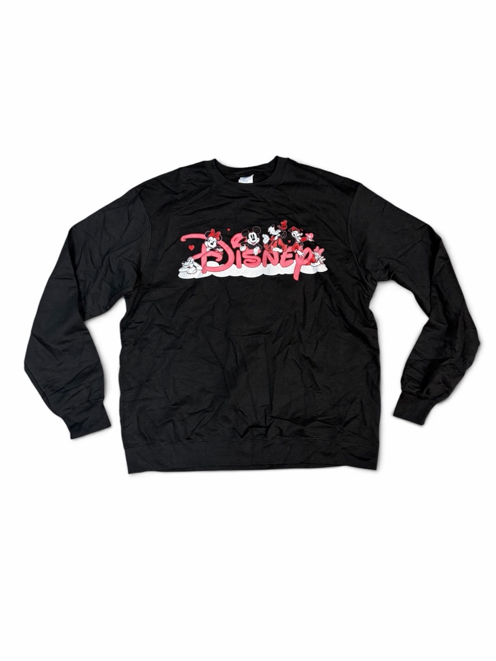 Disney Black Crewneck Sweatshirt with Pink Logo